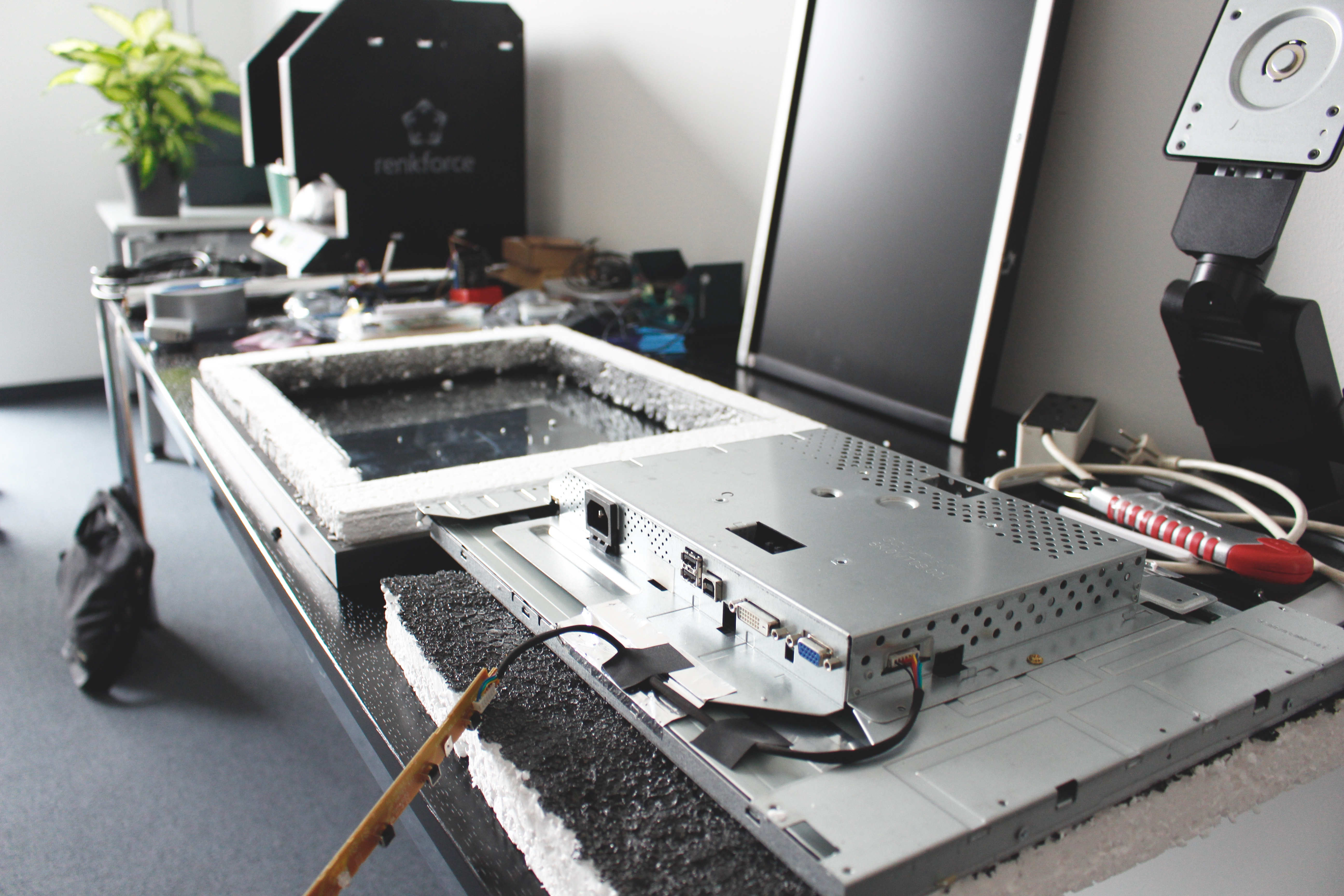 Unser Werkstatttisch (3D-Drucker kam nicht zum Einsatz)
