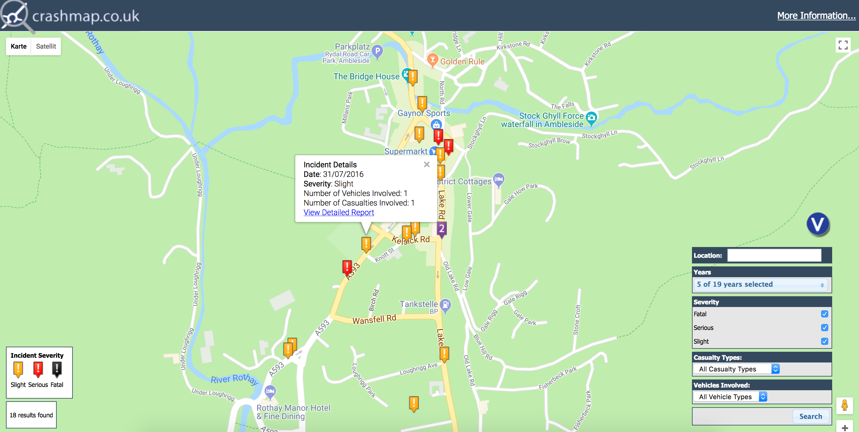 CrashMap, which uses government data to map road accidents in the UK